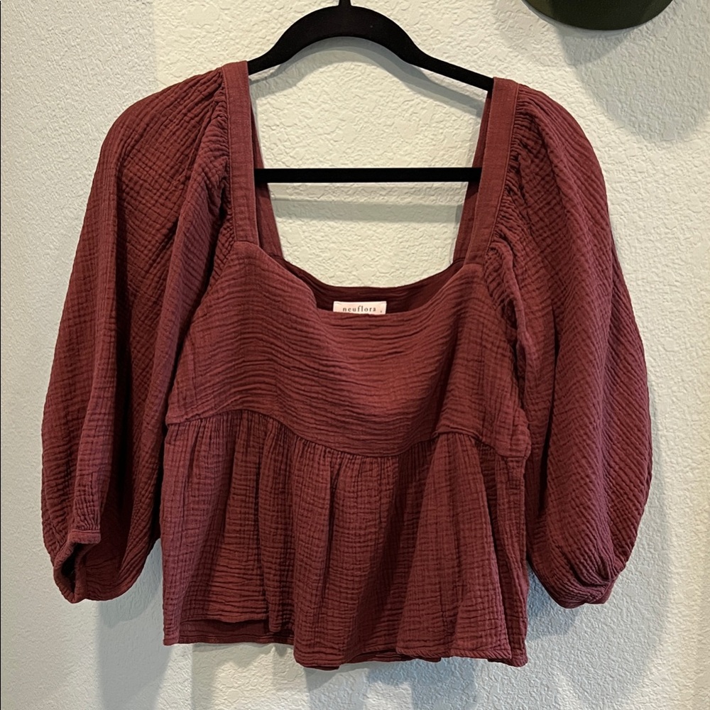 Elegant Burgundy Square Neck Blouse